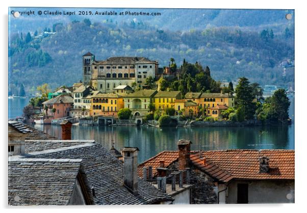 San Giulio isle on Orta Lake, Italy Acrylic by Claudio Lepri