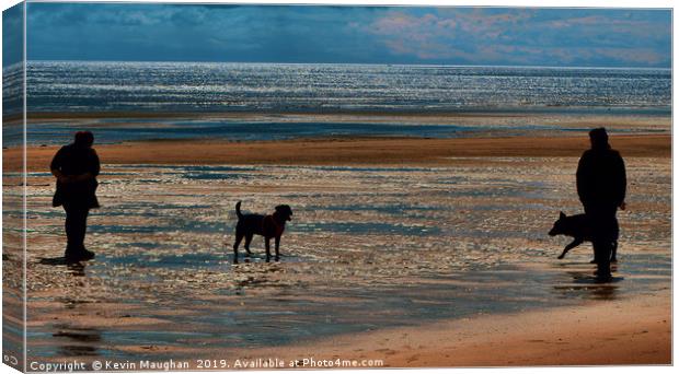 Joyful Pup's Seaside Adventure Canvas Print by Kevin Maughan