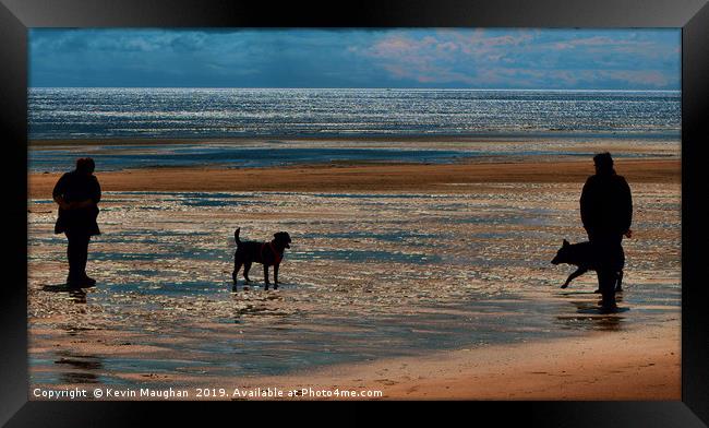 Joyful Pup's Seaside Adventure Framed Print by Kevin Maughan