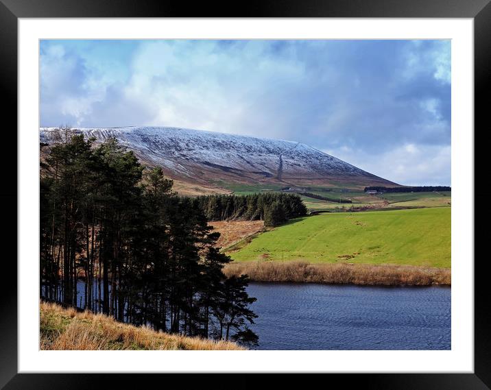 The side of Pendle Hill Framed Mounted Print by David McCulloch