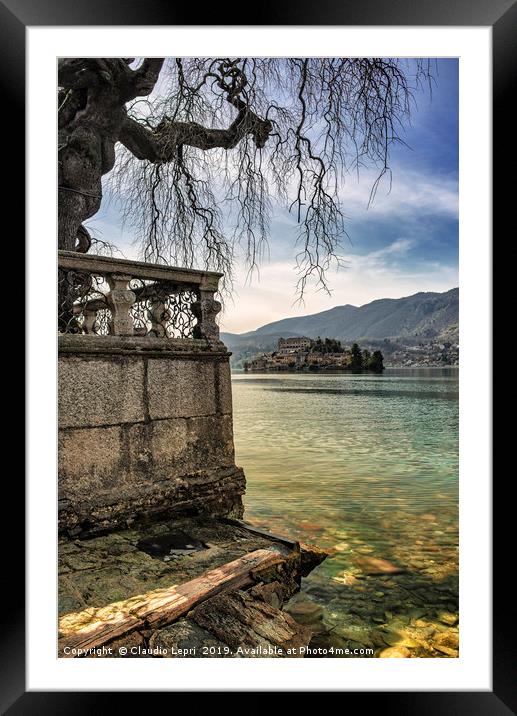 San Giulio isle from Orta San Giulio, lovely town Framed Mounted Print by Claudio Lepri