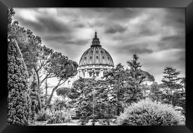 A black and white photo of St Peters Basilica  Framed Print by Naylor's Photography