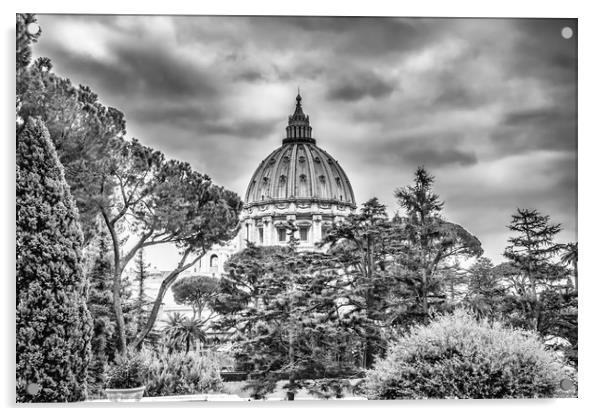 A black and white photo of St Peters Basilica  Acrylic by Naylor's Photography