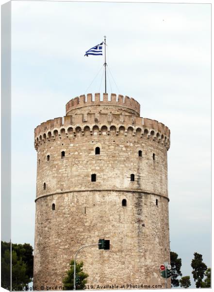 white tower Thessaloniki famous landmark Canvas Print by goce risteski