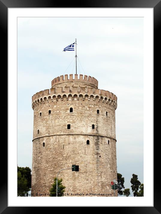 white tower Thessaloniki famous landmark Framed Mounted Print by goce risteski