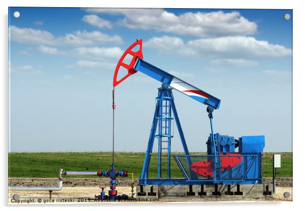 oil industry pump jack on oilfield Acrylic by goce risteski