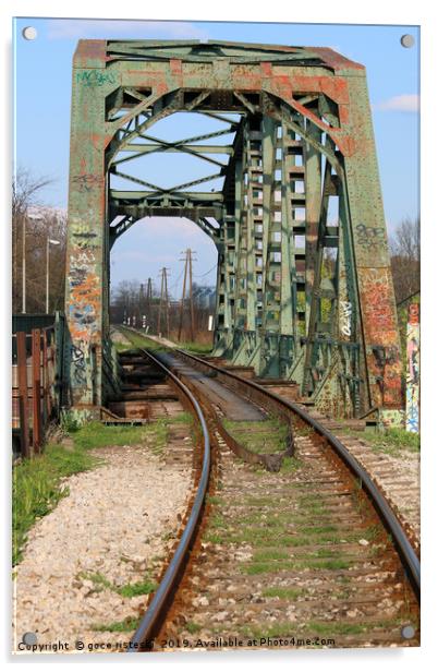 old iron railway bridge vintage Acrylic by goce risteski