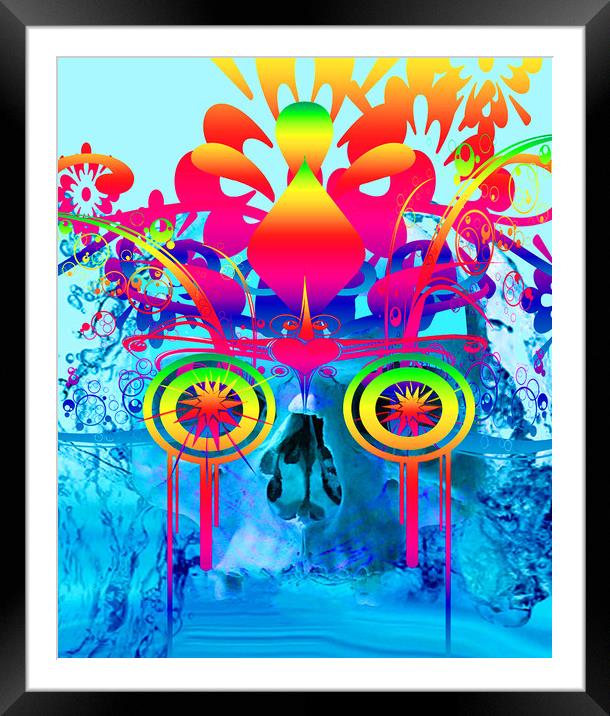 Psychedelic Skull Framed Mounted Print by Matthew Lacey