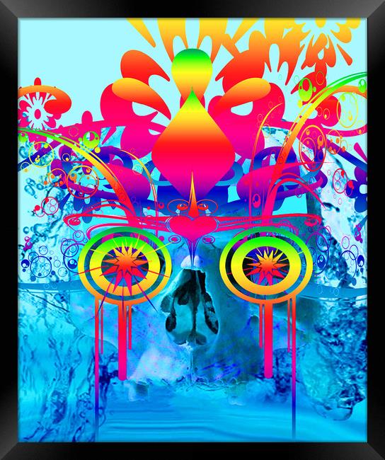 Psychedelic Skull Framed Print by Matthew Lacey