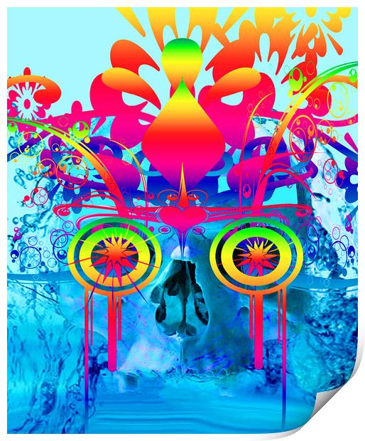 Psychedelic Skull Print by Matthew Lacey