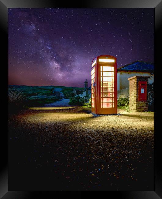 Milky Way & Red telephone box Framed Print by Lubos Fecenko