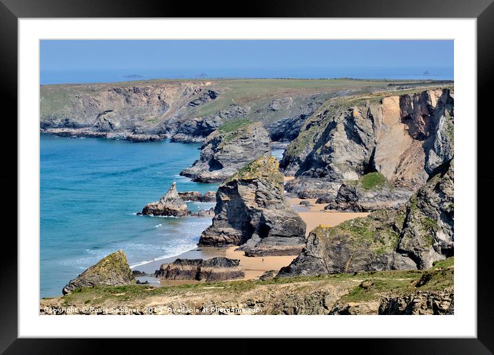 Bedruthan Steps on the North Cornwall Coast  Framed Mounted Print by Rosie Spooner