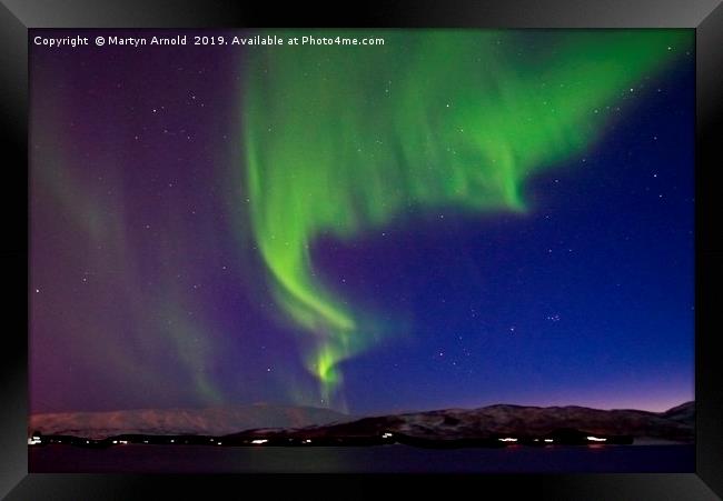 Aurora Borealis over Tromso Norway Framed Print by Martyn Arnold