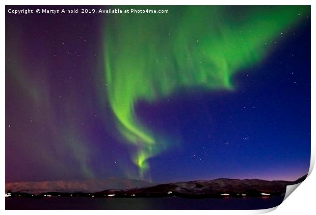 Aurora Borealis over Tromso Norway Print by Martyn Arnold