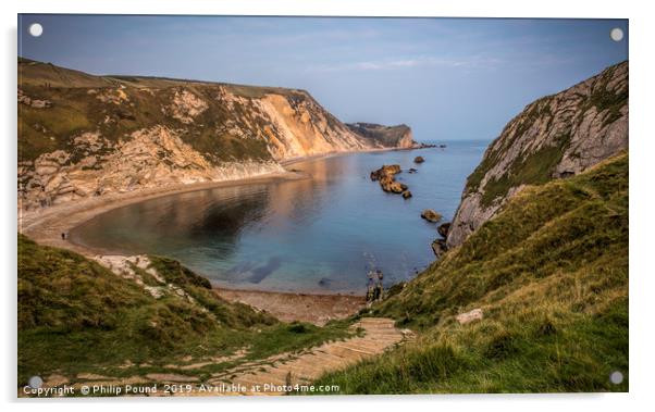 Man of War Bay in Dorset Acrylic by Philip Pound