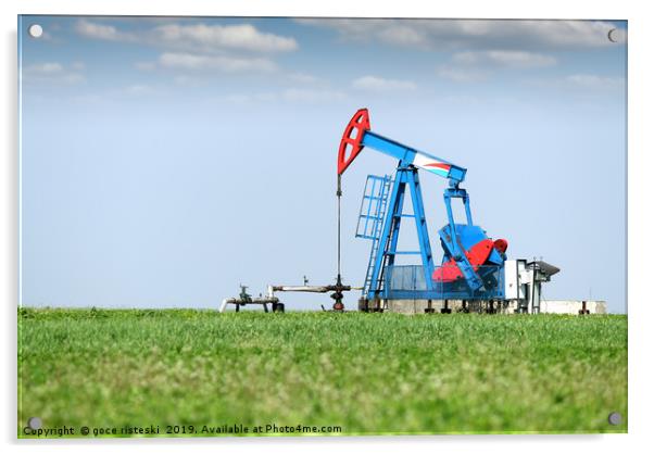 oil pump jack on oilfield Acrylic by goce risteski