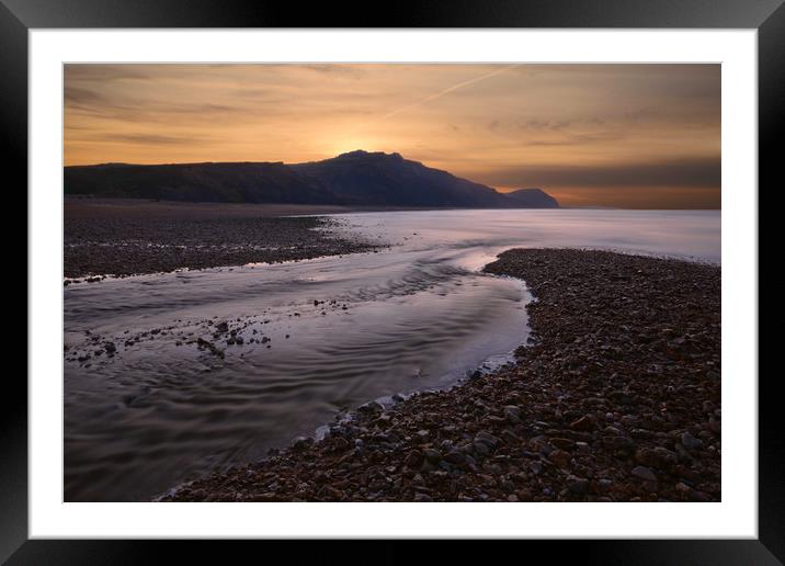 Charmouth Sunrise Framed Mounted Print by David Neighbour