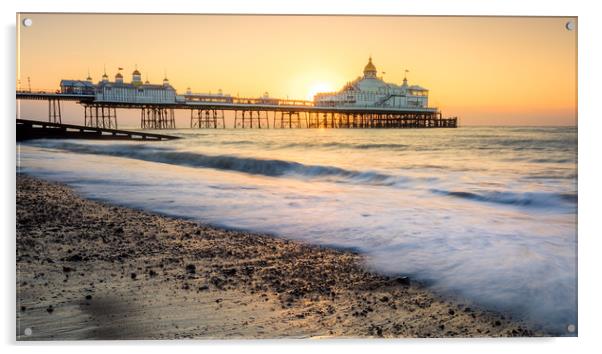 Sunrise at the Eastbourne Pier Acrylic by Lubos Fecenko
