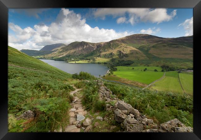 Buttermere and Butteremer fell lake district cumbr Framed Print by Eddie John