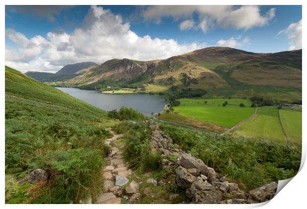 Buttermere and Butteremer fell lake district cumbr Print by Eddie John
