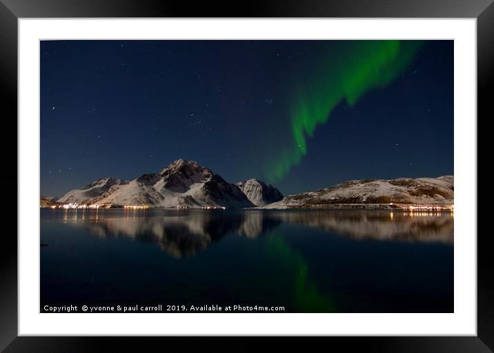Northern Lights, Lofoten Islands, Norway Framed Mounted Print by yvonne & paul carroll