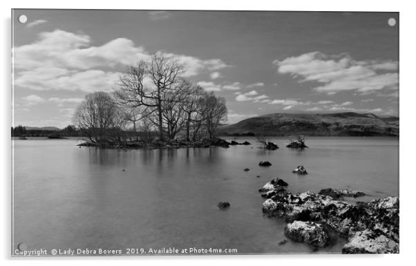 Island in Loch Lomond  Acrylic by Lady Debra Bowers L.R.P.S