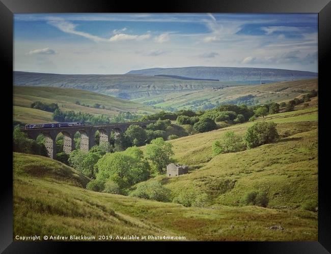Train crossing Dent Head Viaduct in Yorkshire  Framed Print by Andy Blackburn