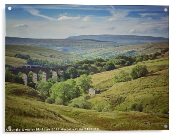 Train crossing Dent Head Viaduct in Yorkshire  Acrylic by Andy Blackburn