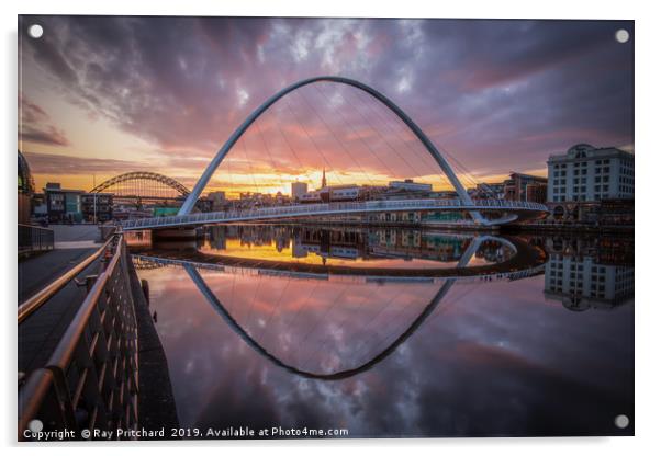 Millennium Bridge from Gateshead Acrylic by Ray Pritchard