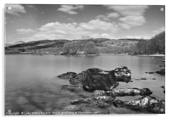 Loch Lomond in Black & White  Acrylic by Lady Debra Bowers L.R.P.S