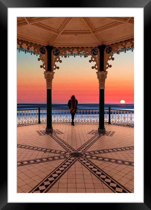 Silhouette of girl  on Brighton Bandstand Framed Mounted Print by Maggie McCall
