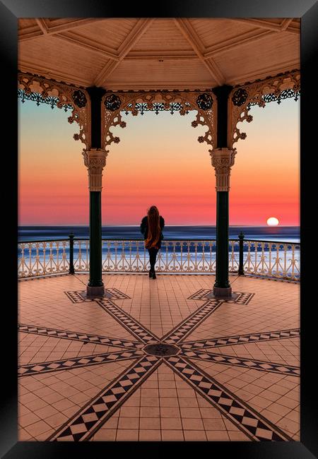 Silhouette of girl  on Brighton Bandstand Framed Print by Maggie McCall