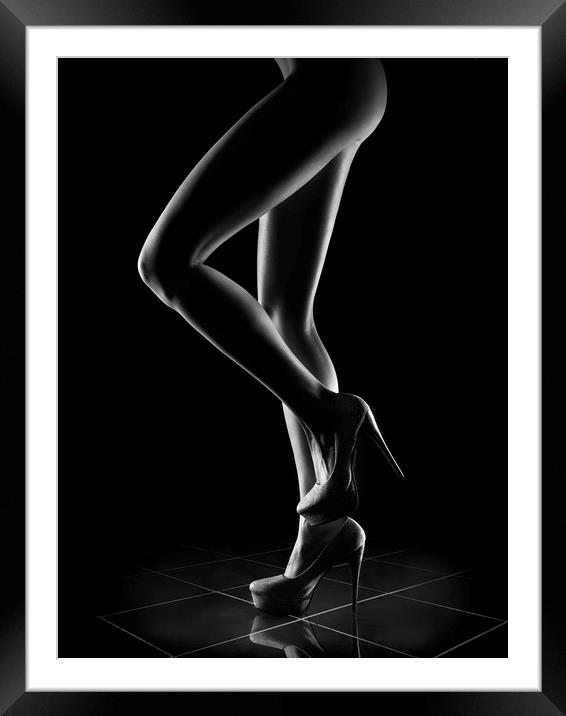 Sensual Woman Outlines 1 Framed Mounted Print by Johan Swanepoel