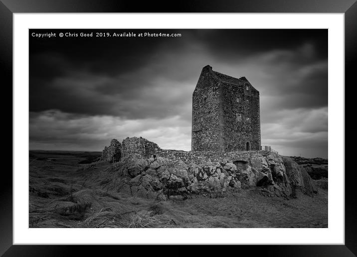 Smailholm Tower (B&W) Framed Mounted Print by Chris Good
