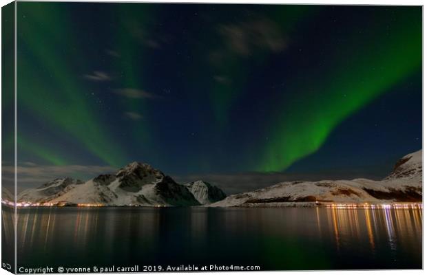 Northern Lights, Lofoten Islands, Norway Canvas Print by yvonne & paul carroll