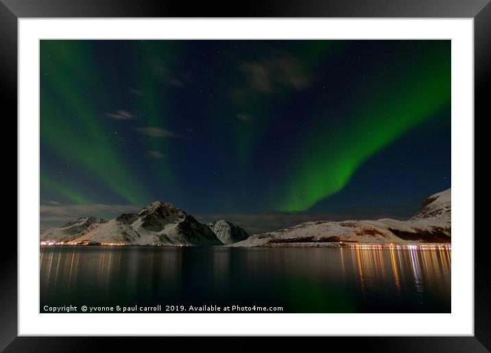 Northern Lights, Lofoten Islands, Norway Framed Mounted Print by yvonne & paul carroll