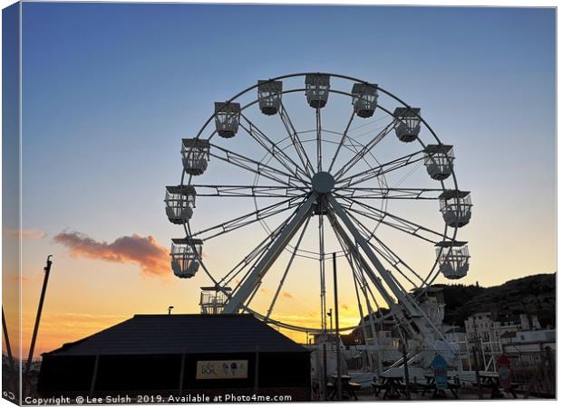 Ferris wheel at sunset Canvas Print by Lee Sulsh