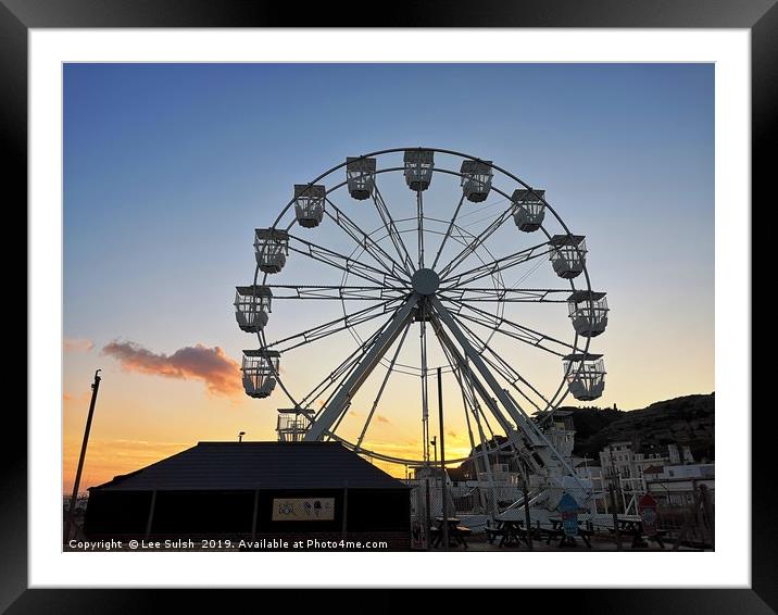 Ferris wheel at sunset Framed Mounted Print by Lee Sulsh