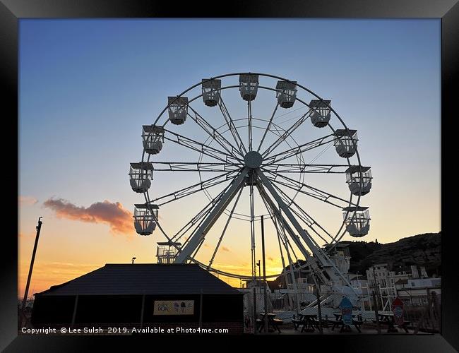 Ferris wheel at sunset Framed Print by Lee Sulsh