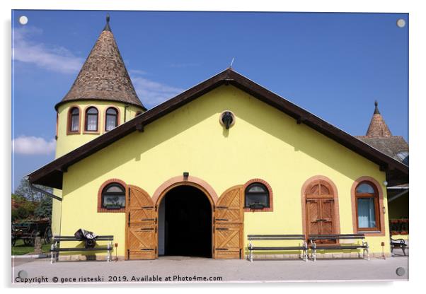 old yellow horse stable on farm Acrylic by goce risteski