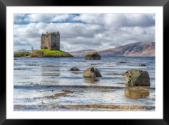Majestic Castle Stalker on Loch Linnhe Framed Mounted Print by James Marsden