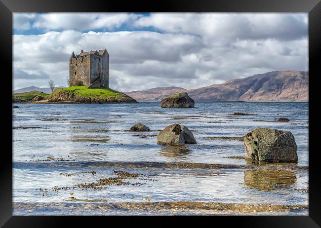 Majestic Castle Stalker on Loch Linnhe Framed Print by James Marsden