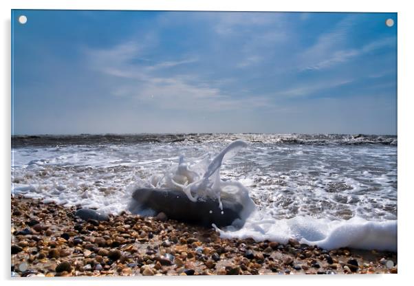 Sea Foam At Church Beach 2 - Lyme Regis Acrylic by Susie Peek