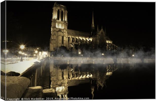 Notre Dame Cathedral Reflections. Canvas Print by Nick Wardekker