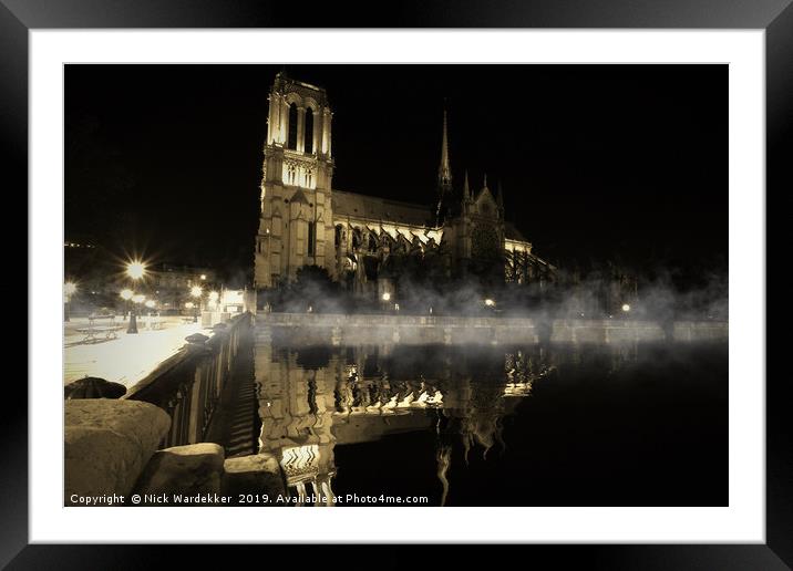 Notre Dame Cathedral Reflections. Framed Mounted Print by Nick Wardekker