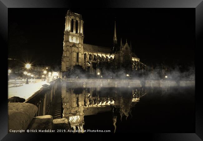 Notre Dame Cathedral Reflections. Framed Print by Nick Wardekker