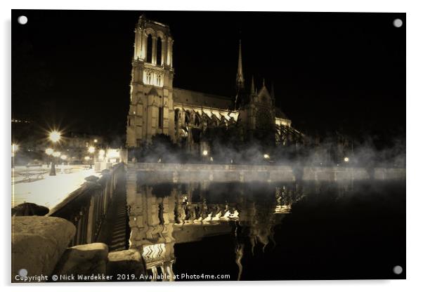 Notre Dame Cathedral Reflections. Acrylic by Nick Wardekker