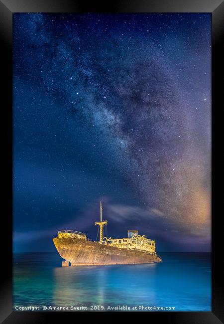 Shipwreck Milky Way Framed Print by Amanda Everitt