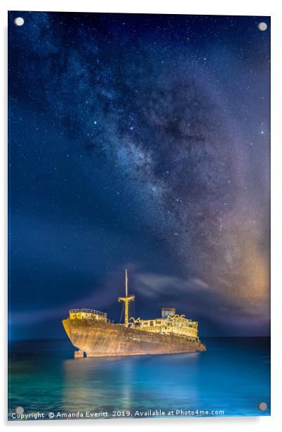 Shipwreck Milky Way Acrylic by Amanda Everitt
