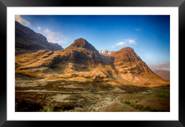 Sunlit Mountains Framed Mounted Print by Ceri Jones